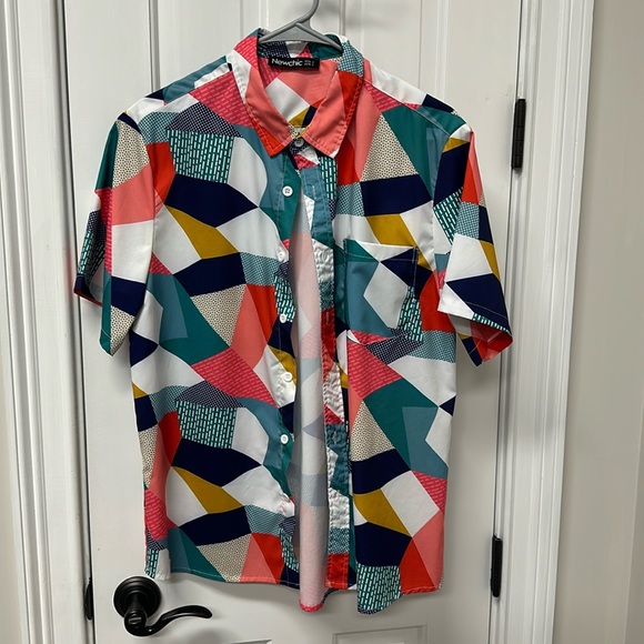 Fun Print Button Up Short Sleeve - Picture 1 of 4